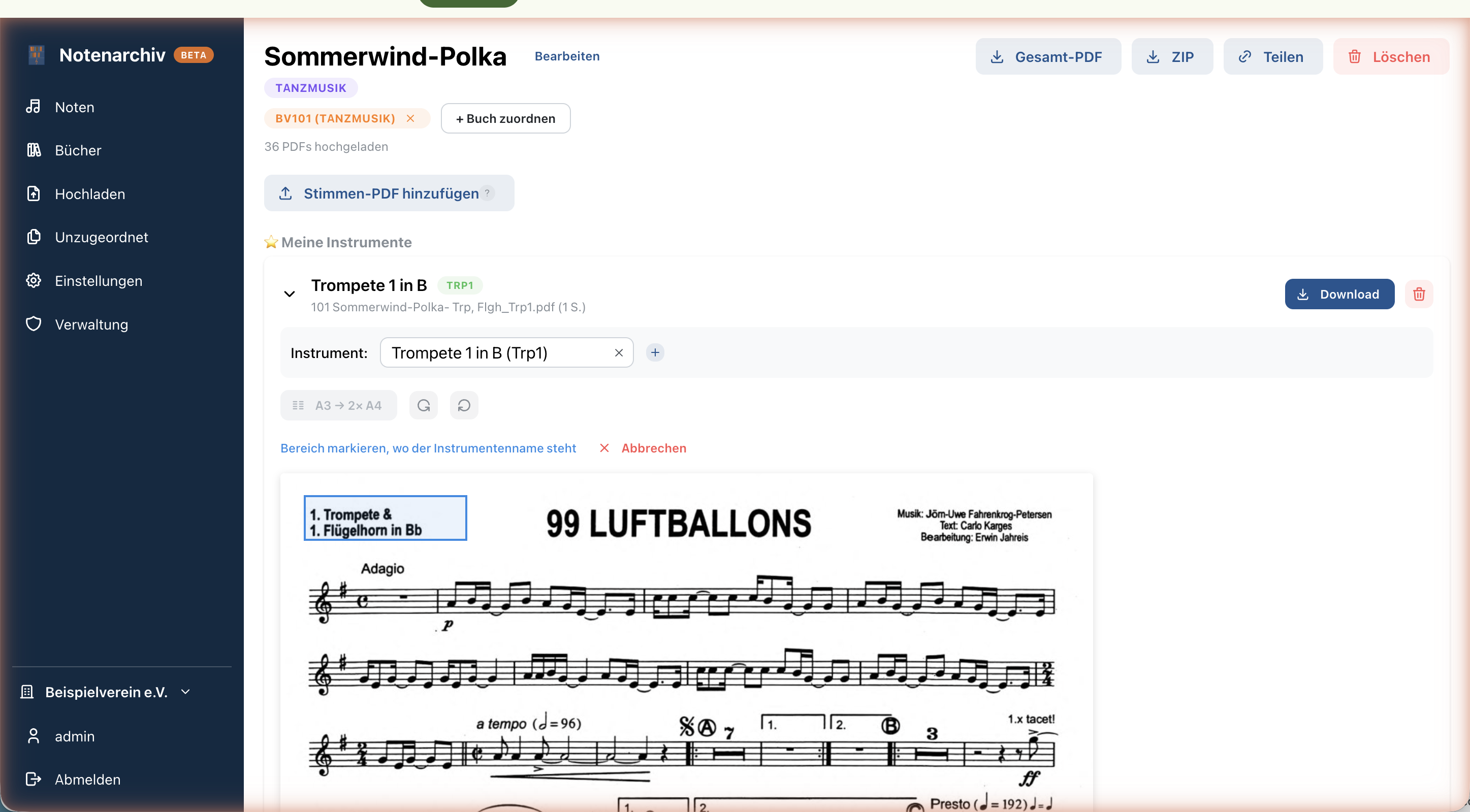 PDF-Tools und Instrumentenzuordnung