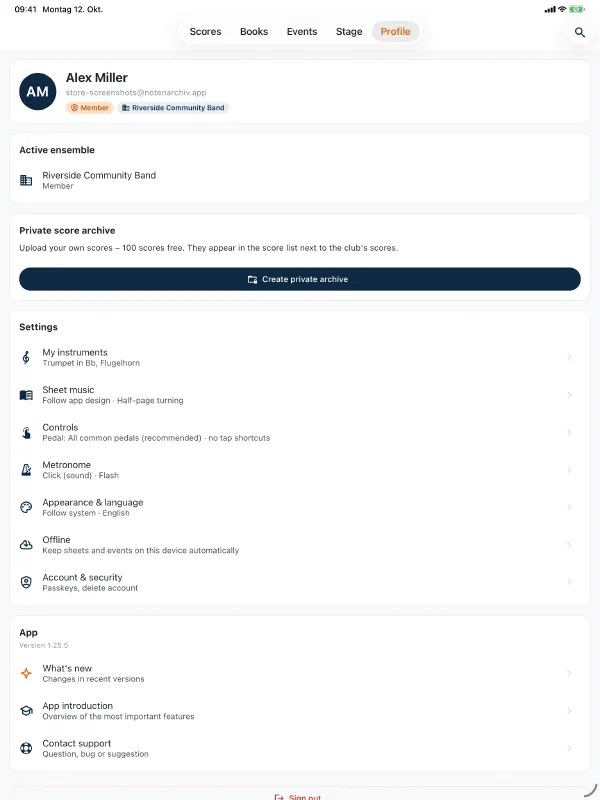 Profile on the iPad: administration, offline rules and “events offline automatically”
