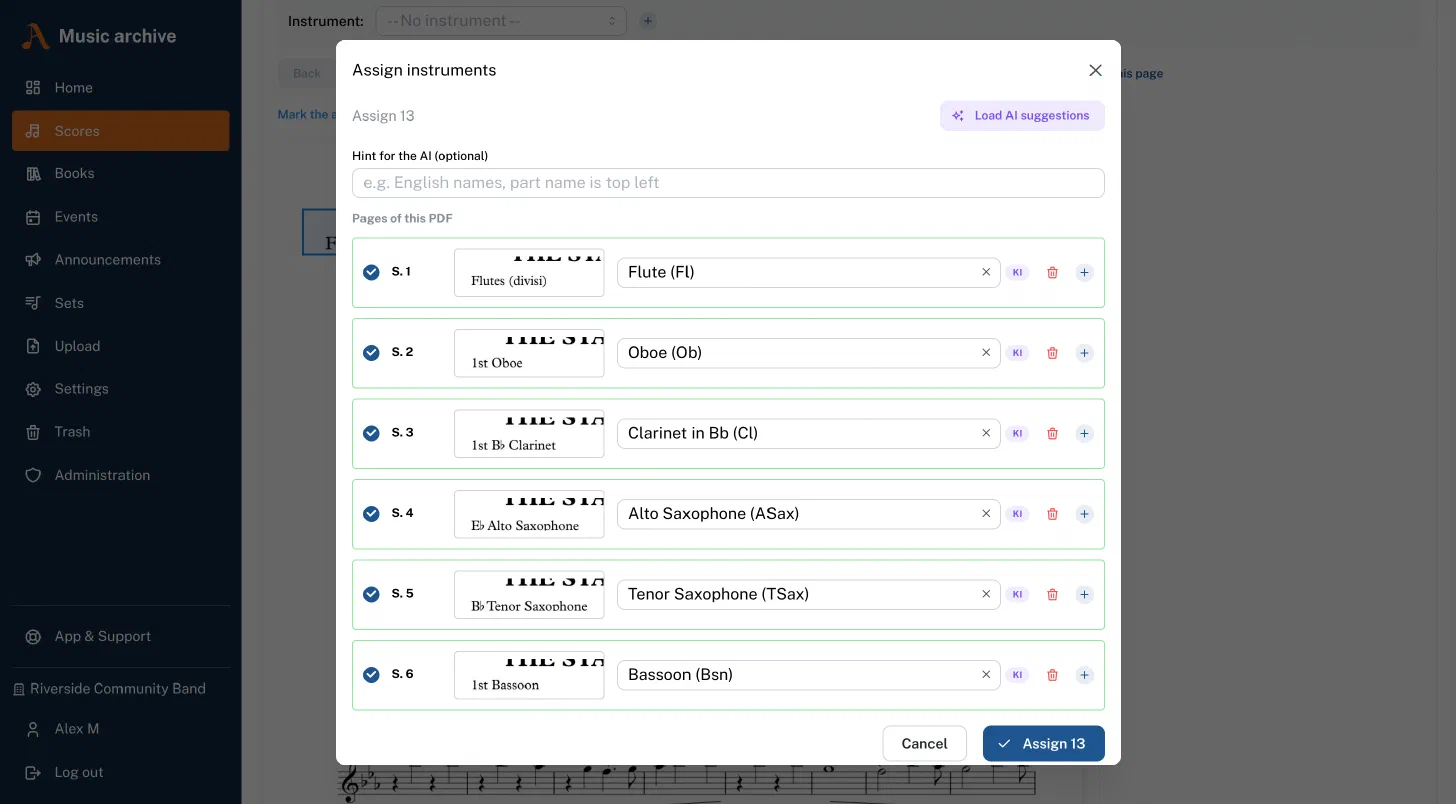 Automatic AI instrument recognition