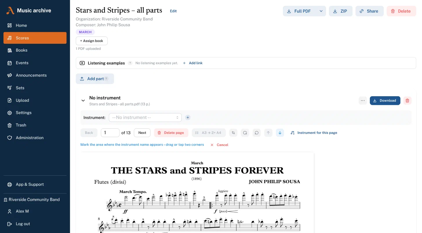 PDF tools and instrument assignment