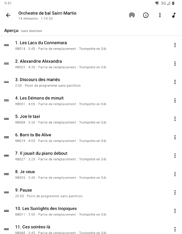 Programme dans le Stage Mode sur une liseuse