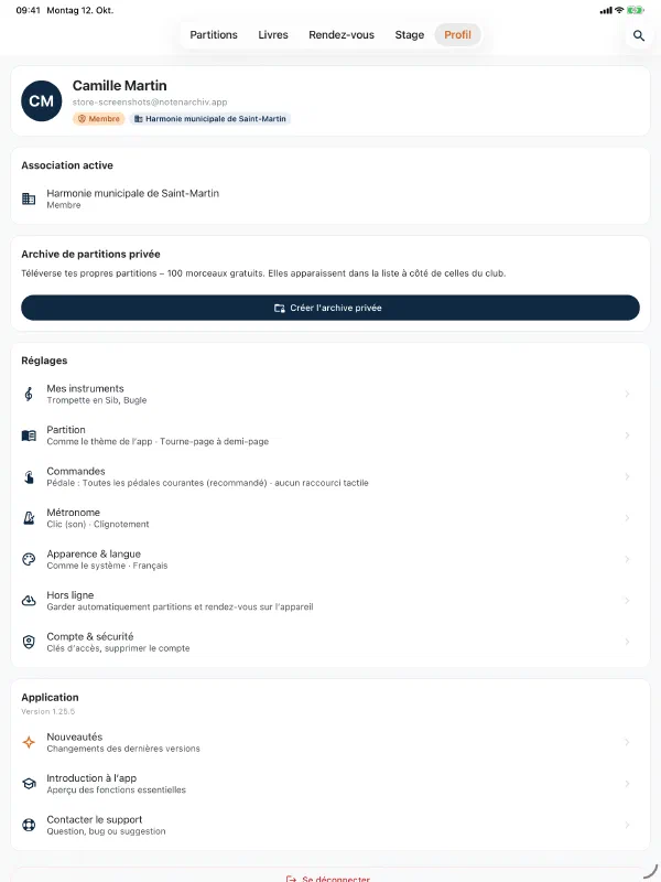 Profil sur l’iPad : administration, règles hors ligne et « dates hors ligne automatiquement »