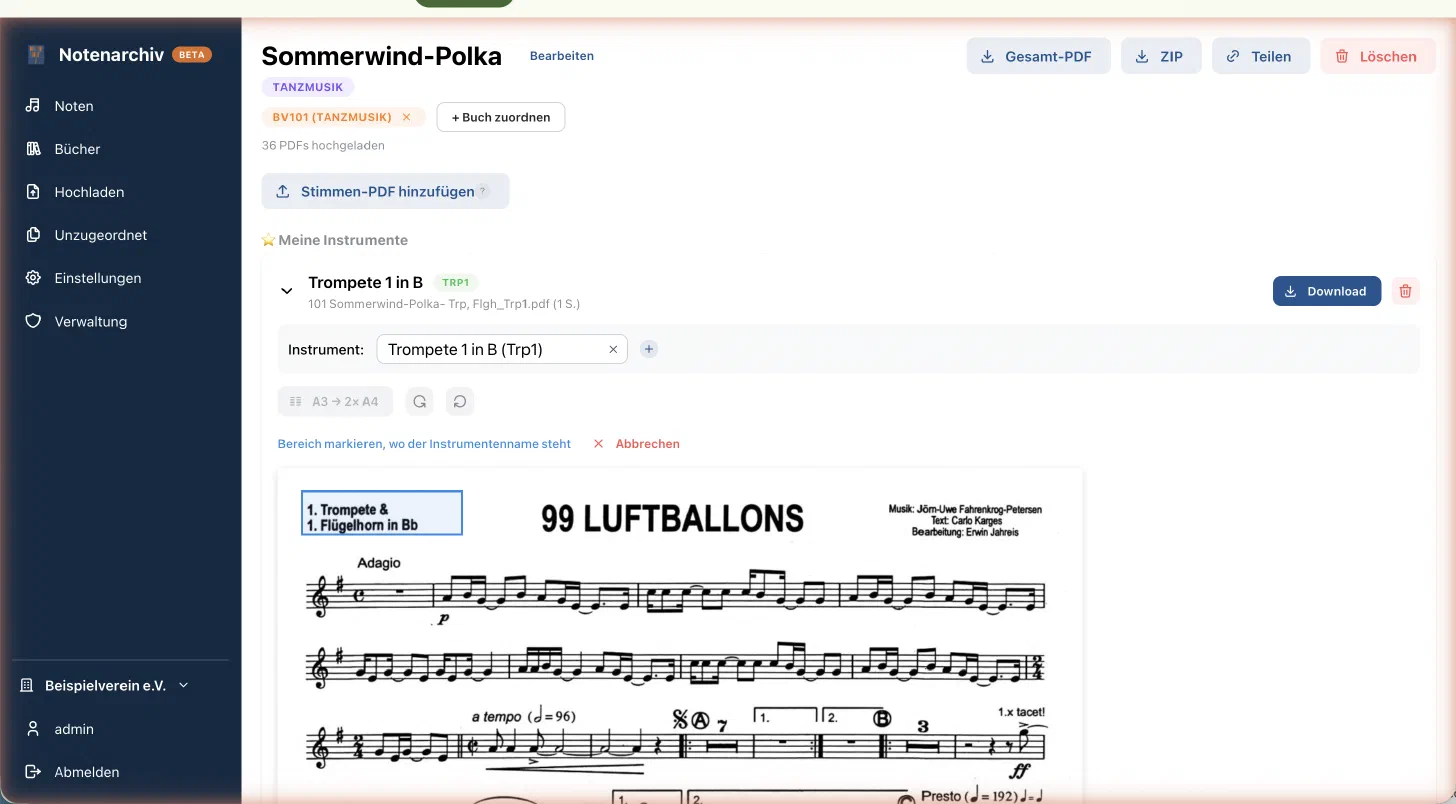 PDF-Tools und Instrumentenzuordnung